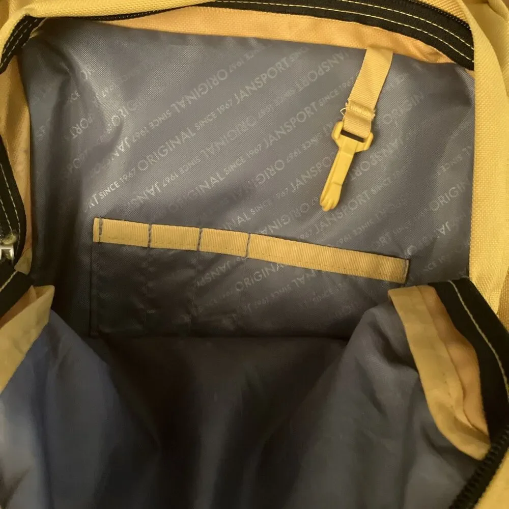 Jansport Right Pack Backpack Mustard Yellow Leather Bottom 18”